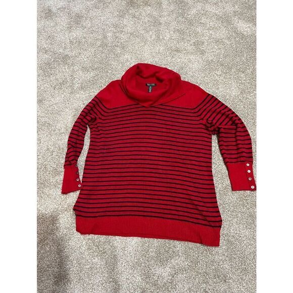 Lauren Ralph Lauren women red striped sweater long sleeve plus size 2X - Picture 5 of 8